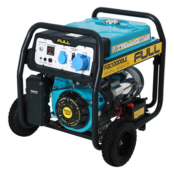 Генератор бензиновий FULL FGL 10000LE, 1-фазний 230V, 50Hz, 10kVA/8kW, бак 28 л, витрата 3 л/год, пуск: ручний/стартер (без АКБ), 720х530х610 мм, 96 кг Изображение