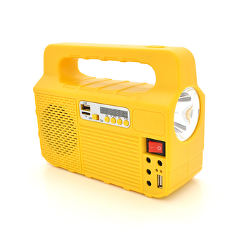 Переносний ліхтар RT908BT+Solar, 1+1 режим, Радіо+ Bluetooth колонка, вбудований акум, 3 лампочки 3W, USB вихід, Black/Orange Зображення
