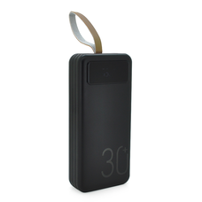 Power bank YM-318KCX 30000mAh, flashlight, Input: 5V/2.1A(micro USB, Type-C, Lightning),Output: 5V /2.1A(4хUSB),With 3 owner cable,plastic,Black,BOX Зображення