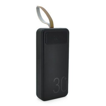 Power bank YM-318KCX 30000mAh, flashlight, Input: 5V/2.1A(micro USB, Type-C, Lightning),Output: 5V /2.1A(4хUSB),With 3 owner cable,plastic,Black,BOX Зображення