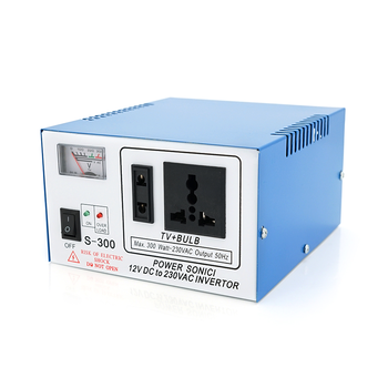 Інвертор напруги S-300 (DC:150W), 12/220 з апроксимованою синусоїдою, 2 універсальна розетка, крокодили, Q12 Зображення