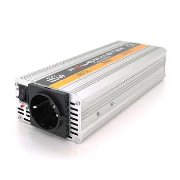 Інвертор напруги POWERMASTER-1000(600Вт), 12/220V, approximated, 1 універсальна розетка, клем + крокодили, Box Зображення