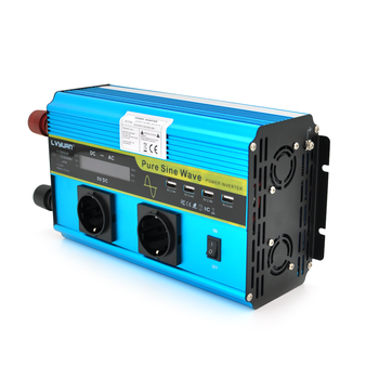 Інвертор напруги LYF-2000P (2000/4000W), 12/230V з правильною синусоїдою, 2 Shuko, 4*USB (DC: 5V/2.4A), клем+проводи, remote control, BOX Зображення