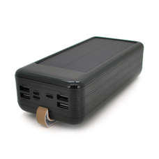 Power bank KKD-8W 80000 mAh Solar, flashlight, Input: 5V/2.1A(microUSB, TypeC, Lightning), Output: 5V /2.1A(4xUSB), plastic, Black, BOX Зображення