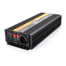 Інвертор напруги POWERMASTER-1500 (900Вт), 12/220V, approximated, 1 універсальна розетка, клем + крокодили, Box Зображення