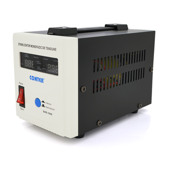 Стабілізатор напруги релейний Conter SVR-1000VA/750W однофазний, напольного монтажу, LED дисплей, DC150-270V, AC230±8%, 2Shuko, Q8 Изображение