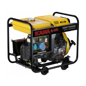 Генератор дизельний KDK7500CE, 1-фазний 230V, 50Hz, 6.9kVA/5.5kW, бак 12,5 л, витрата 1,5 л/год, пуск: ручний/стартер, 700x510x620 мм, 103 кг Изображение
