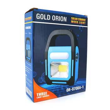 Переносний ліхтар ORION OR-9707B+Solar, COB+SMD LED, 3 режими роботи, заряд від 5V, USB вихід, батарея 2*18650, Box Изображение