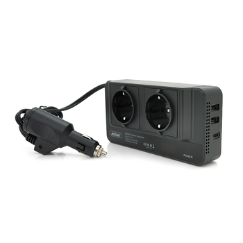 Інвертор напруги Q-CC8200 300W, 12/220V, approximated, 2 універсальні розетки+2USB+Type C, Box Зображення