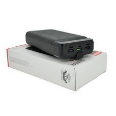 PowerBank XO-PR156 30000mAh, flashlight, Input: 5V/2.5A, 9V/2A, 12V/1.5A (Micro, Type-C, Lightning), Output: 5V/3A, 9V/2A, 12V/1.5A(3USB, Type-C),Q30,plastic,Black Зображення