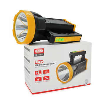 Ліхтар пошуковий XO-YH03, 1LED, 5W, 3 напрямки, 18650/1500mah, TYPE-C, Black/Yellow, IP65, 200х100х140мм, Q22 Зображення
