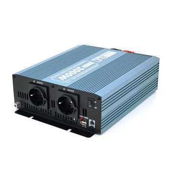 Інвертор напруги Mexxsun MXS-2000, 12V/220V, 2000W з модифікованою синусоїдою, 2 Shuko, клемні дроти, Q4 Зображення