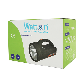 Ліхтар пошуковий Watton WT-240, 1LED T6, 20W, 3 режими, 7000mah, Black, IP40, СЗУ+АЗУ, 195х120х140мм, BOX Зображення