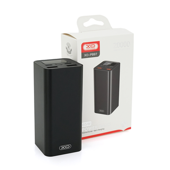 PowerBank XO-PB97 20000mAh, Input:(2хType-C), Output:(2хUSB,2хType-C), PD65W for Laptop, plastic, Black, Q28 Зображення