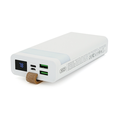 PowerBank XO-PR129 20000mAh,flashlight,Input: (Micro,Type-C), Output:(2хUSB,Type-C), QC22.5W/PD20W, plastic, White Зображення