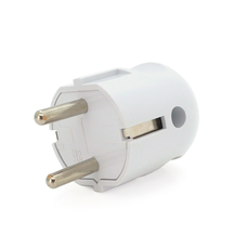 Вилка Євро із заземленням кругла пряма, розбірна, Premium, 16А 220V, колір білий, Q30 Зображення