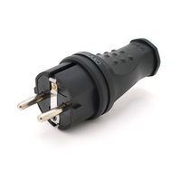 Вилка Євро із заземленням пряма, розбірна, каучук, Premium,IP44, 16А 220V, колір чорний, Q30 Изображение