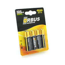 Батарейка лужна Orbus 1.5V AA/LR06, 4 штуки у блістері, ціна за блістер Зображення