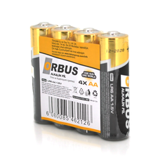 Батарейка лужна Orbus 1.5V AA / LR06, 4 штуки shrink Зображення