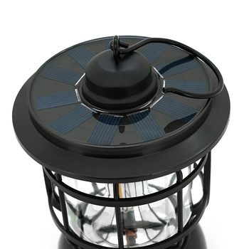 Лампа-ліхтар SW-1933T, 3LED, диммер, корпус-пластик, ударостійкий, USB кабель + Solar, акум 18650, Black, BOX Изображение