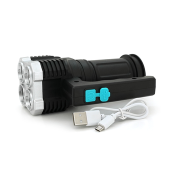 Ліхтар пошуковий Portable Lamp YT-81043, 4LED T6+COB, 5W, 3+1 режим, 1200mah, Black, IP40, USB кабель, 140х70х90мм, BOX Зображення