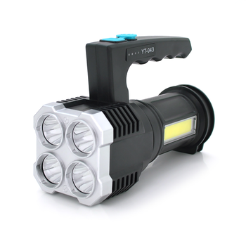 Ліхтар пошуковий Portable Lamp YT-81043, 4LED T6+COB, 5W, 3+1 режим, 1200mah, Black, IP40, USB кабель, 140х70х90мм, BOX Зображення