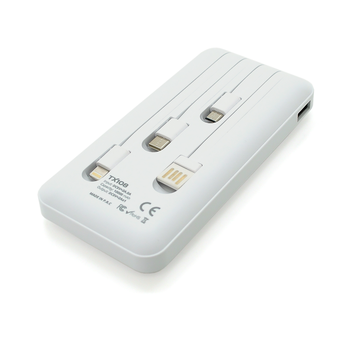 Powerbank TX-108 10000mAh, кабеля USB: Micro, Lighting, White, (270g), Blister Зображення
