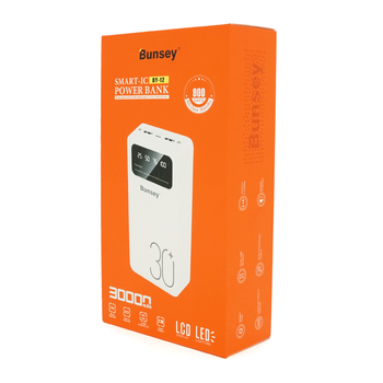 PowerBank Bunsey BY-12 30000mAh, Input:MicroUSB+Type-C, Output:2USB/Type-C, QC22.5W/PD20W, White Зображення