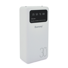 PowerBank Bunsey BY-12 30000mAh, Input:MicroUSB+Type-C, Output:2USB/Type-C, QC22.5W/PD20W, White Изображение