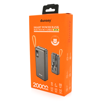 PowerBank Bunsey BY-29 20000mAh, Input:MicroUSB+Type-C, Output:2USB/Type-C, PD20W, Black Зображення