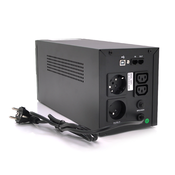 ДБЖ Qoltec QLT2000 (1200W) LED, AVR, 3st, 2xSCHUKO socket, 2x12V9Ah, metal Case Q1 Зображення