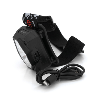 Налобний ліхтарик Voltronic XPG, 1 led 3W, 2 Led Cob, 3 режими, корпус-пластик, водостійкий, ip44, sensor, живлення АКБ вбудований, USB micro кабель, 4500K, BOX Зображення
