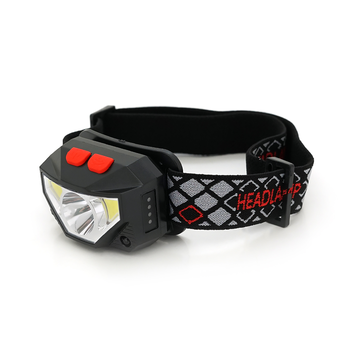 Налобний ліхтарик Voltronic XPG, 1 led 3W, 2 Led Cob, 3 режими, корпус-пластик, водостійкий, ip44, sensor, живлення АКБ вбудований, USB micro кабель, 4500K, BOX Зображення