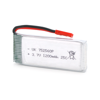 Акумулятор 7,5 * 25 * 60P 25C, 3.7V (900mAh), 2 контакти Зображення