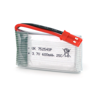 Акумулятор 8*25*40P 25C, 3.7V (600mAh), 2 контакти Изображение