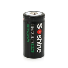 Акумулятор Soshine 16340/CR123 Li-Ion, 700mAh, 1A, 4.2/3.7/2.5V, Button Top, Black Изображение