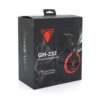 Навушники провідні з підсвічуванням Jedel GH-232, з мікрофоном, Black, Box Зображення