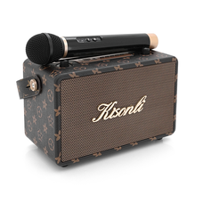 Колонка Kisonli G100 Bluetooth 5.0, 2х10W, 1800mAh, USB/TF/BT/AUX, DC: 5V/1A, Brown, BOX, Q12 Зображення