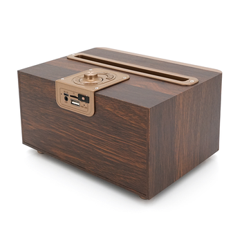 Колонка Kisonli G1 Bluetooth 5.0, 2х10W, 1500mAh, USB/TF/BT/FM/AUX, DC: 5V, Dark wood (Brown), BOX, Q24 Зображення