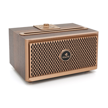 Колонка Kisonli G1 Bluetooth 5.0, 2х10W, 1500mAh, USB/TF/BT/FM/AUX, DC: 5V, Dark wood (Brown), BOX, Q24 Зображення