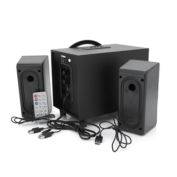 Колонки Kisonli TM-1000U, 5W+2x3W, USB/TF/BT/FM/AUX/LED light, із сабвуфером, DC: 5V, Black, BOX, Q8 Зображення