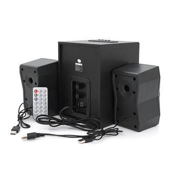 Колонки Kisonli TM-4000U, 5W+2x3W, USB/TF/BT/FM/AUX/LED light, із сабвуфером, DC: 5V, Black, BOX, Q8 Зображення