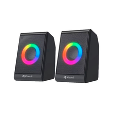Колонки 2.0 Kisonli X12 для ПК та ноутбука, USB + 3.5mm, 2x3W, 20Hz-20KHz, DC: 5V, RGB light, Black, BOX, Q50 Зображення