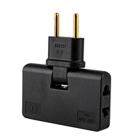 Трійник + перехідник 3in1, UK/US-EU, 220В, 10А, поворотний 180 °, Black Зображення