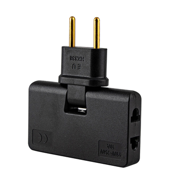 Трійник + перехідник 3in1, UK/US-EU, 220В, 10А, поворотний 180 °, Black Зображення