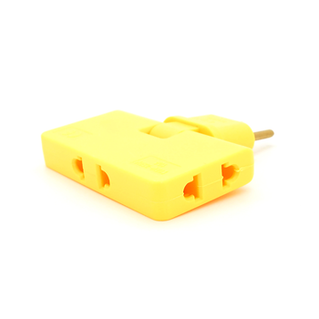 Трійник + перехідник 3 in 1, UK/US-EU, 220В, 10А, поворотний 180°, Yellow Изображение