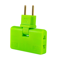 Трійник + перехідник 3 in 1, UK/US-EU, 220В, 10А, поворотний 180 °, Green Зображення