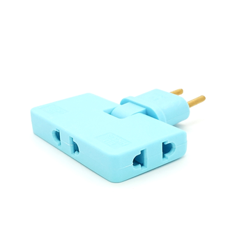 Трійник + перехідник 3 in 1, UK/US-EU, 220В, 10А, поворотний 180 °, Blue Зображення