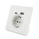 Розетка врізна із заземленням, Input: AC:110-250V/16A, Type-C/USB-виходи, White Зображення