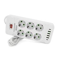 Мережевий фільтр Meilepai F33U, 6 розеток EU + 4 USB + 2 PD, кнопка включення з індикатором, 2 м, 3х0,75 мм, 2500W, White, Box Зображення